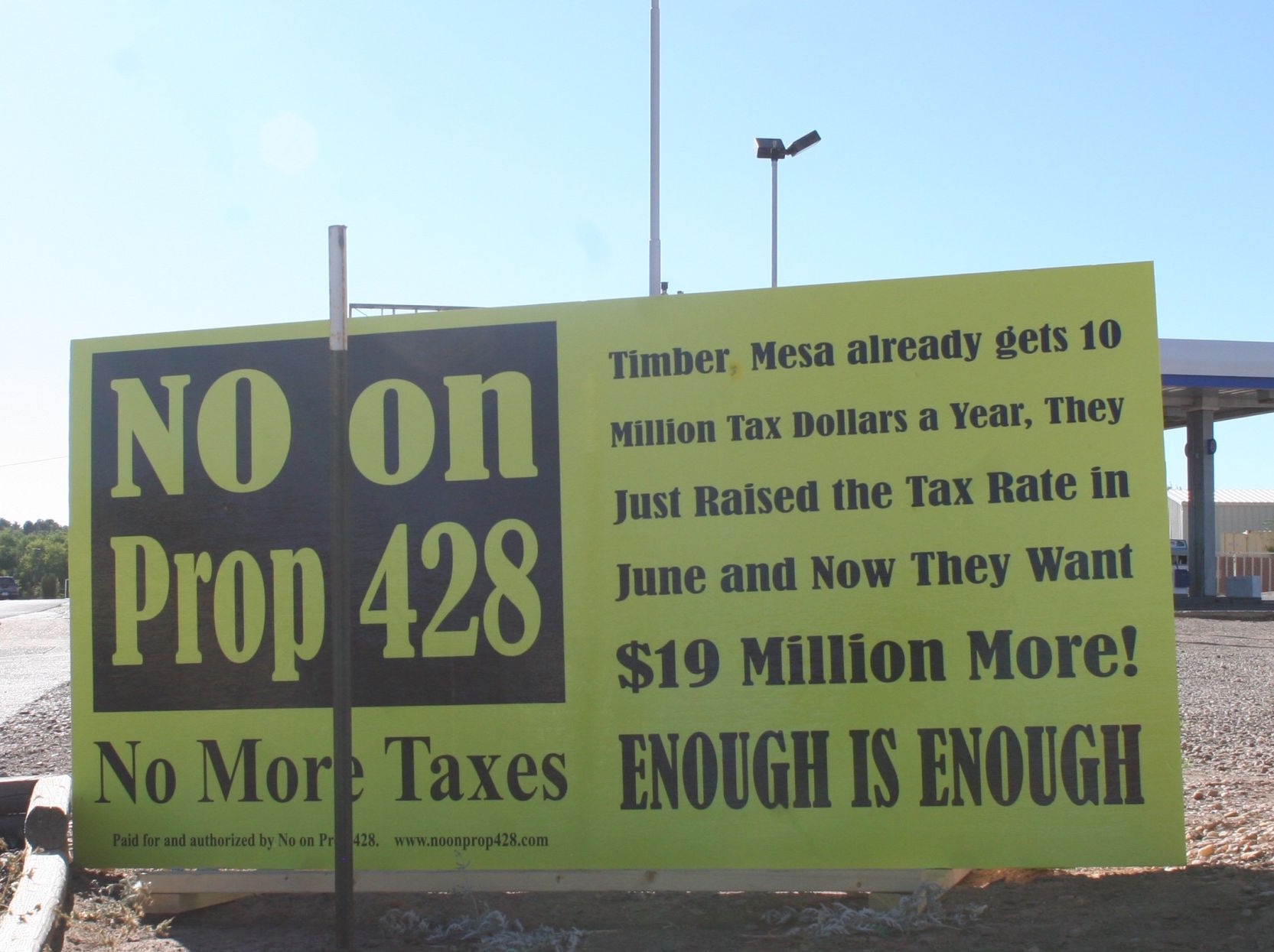 NO on Prop 428 signage